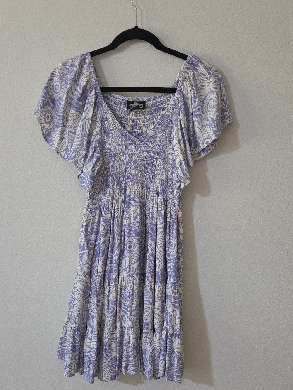 Smocked Blue Floral Midi Dress